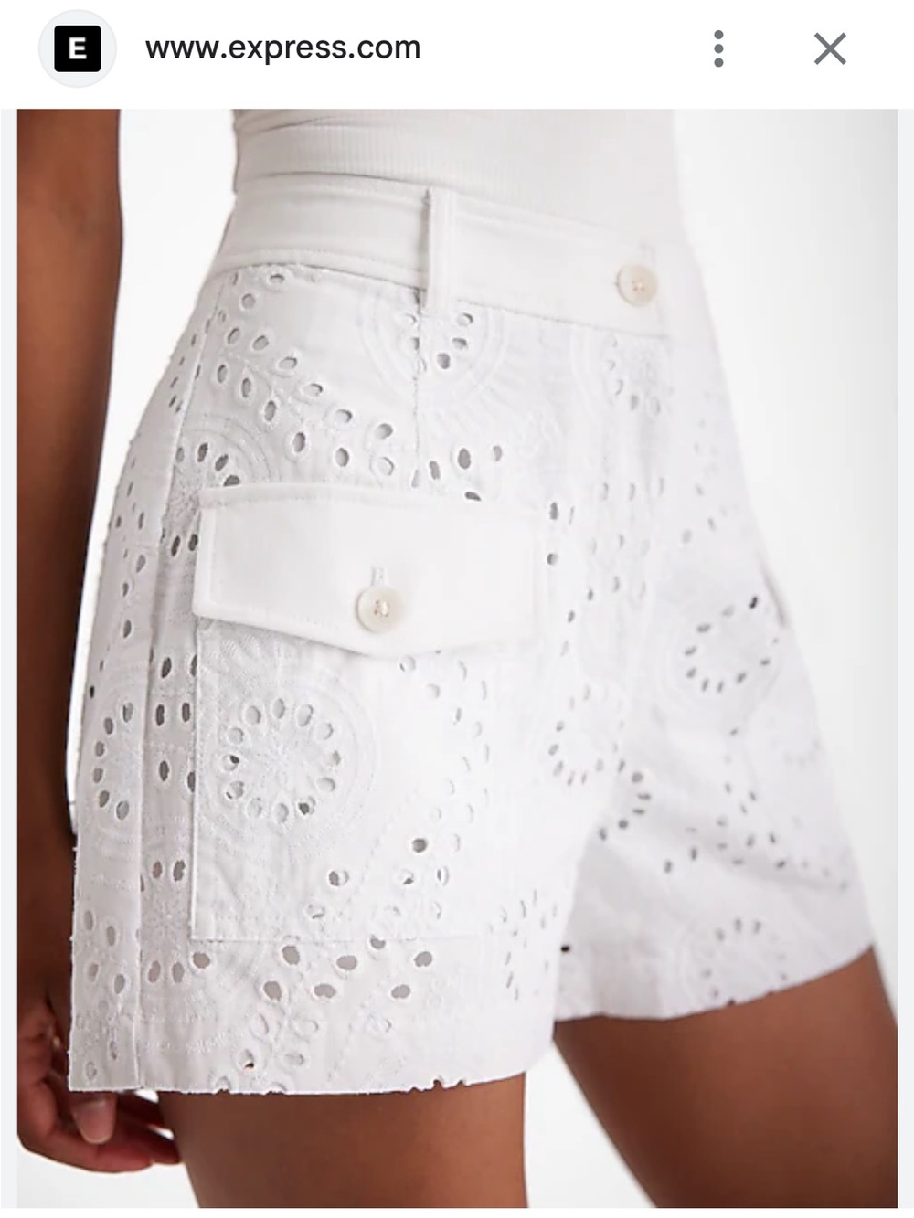 Express White Eyelet Cargo Shorts